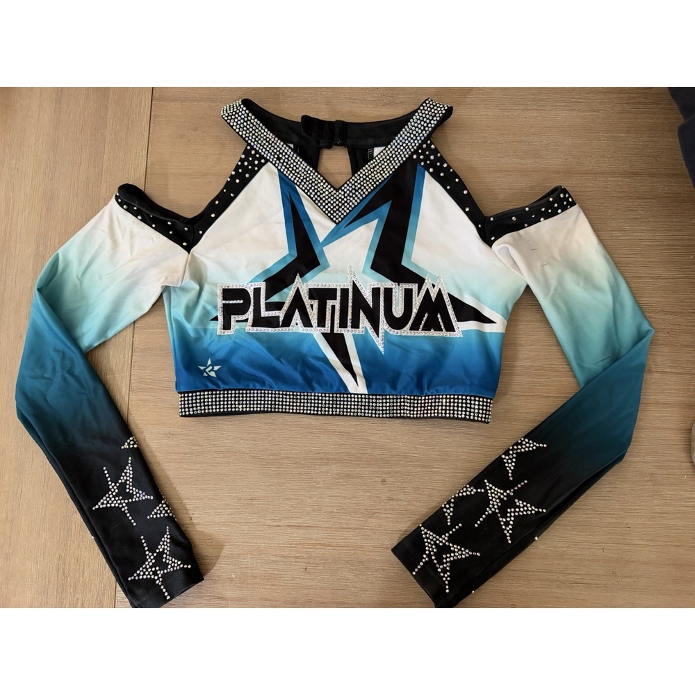 rebel athletic cheer uniform Top platinum size small adult